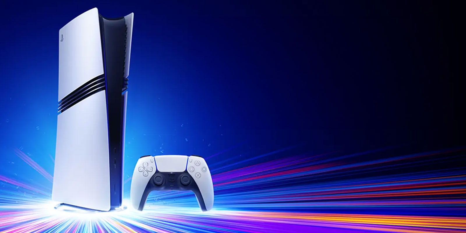 PlayStation 5 Pro con controller su sfondo blu