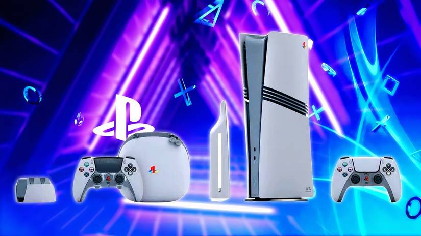 PS5 Pro Bundle on a dynamic blue background