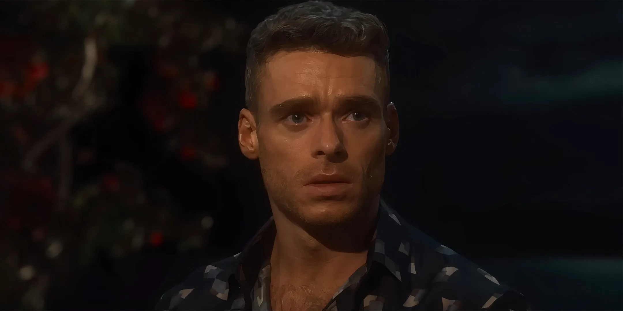 Richard Madden as Elias looking sad in Killer Heat