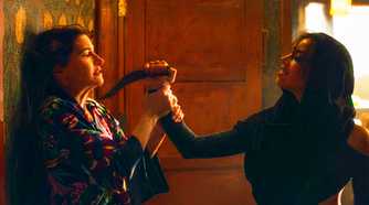 Rio Vidal threatening Agatha Harkness with a knife in Agatha All Along