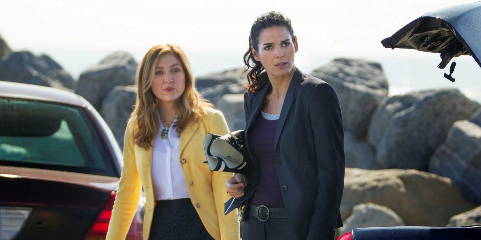 Angie Harmon and Sasha Alexander in Rizzoli and Isles