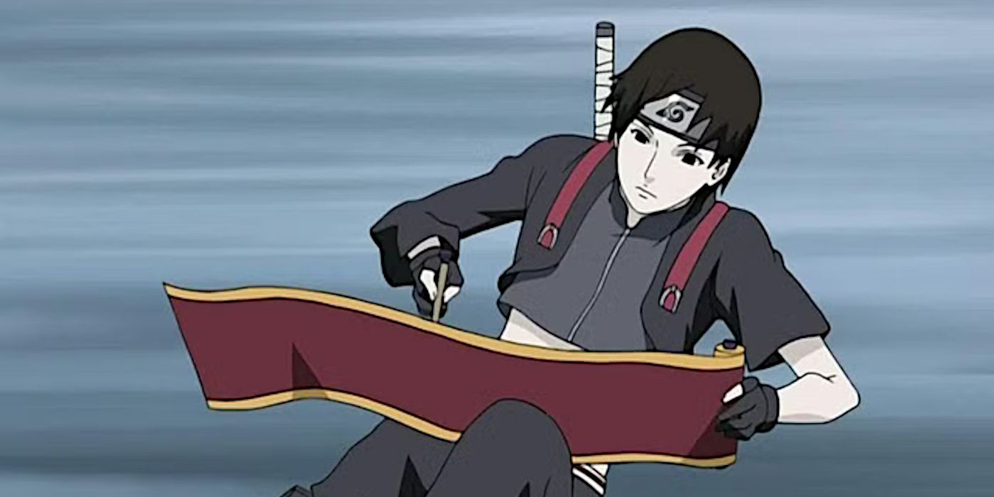Sai mentre disegna in Naruto Shippuden
