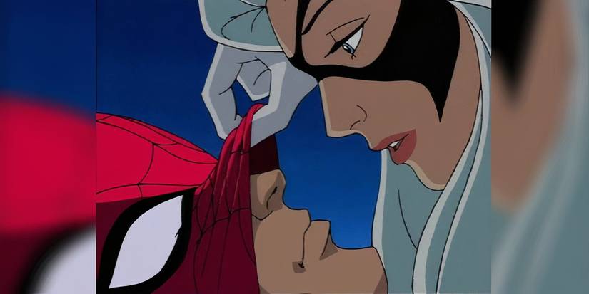 Spider-man and Black Cat kiss in spider-man the animated series
