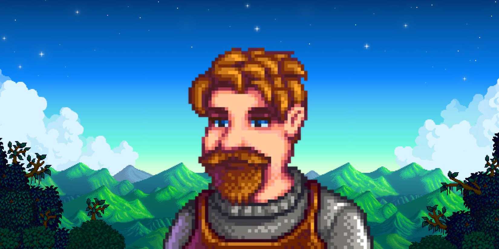 Clint the Blacksmith's portrait in Stardew Valley.