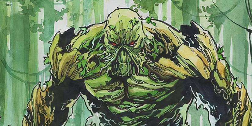 Swamp Thing rising from the swamp in DC Comics