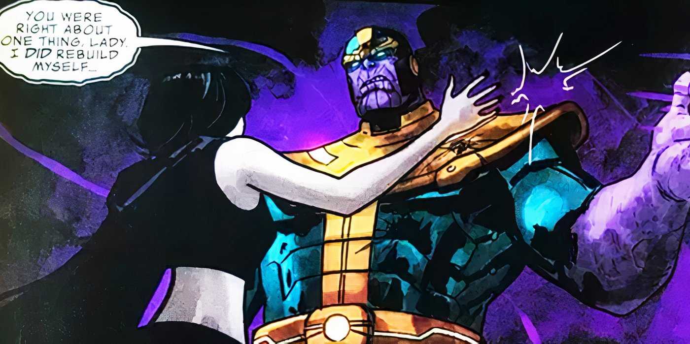 Thanos berating Lady Death in Marvel Comics
