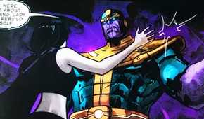 Thanos berating Lady Death in Marvel Comics