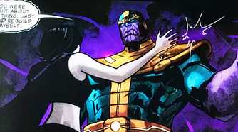 Thanos berating Lady Death in Marvel Comics