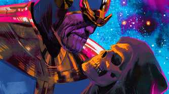 Thanos holding Death in Marvel Comics