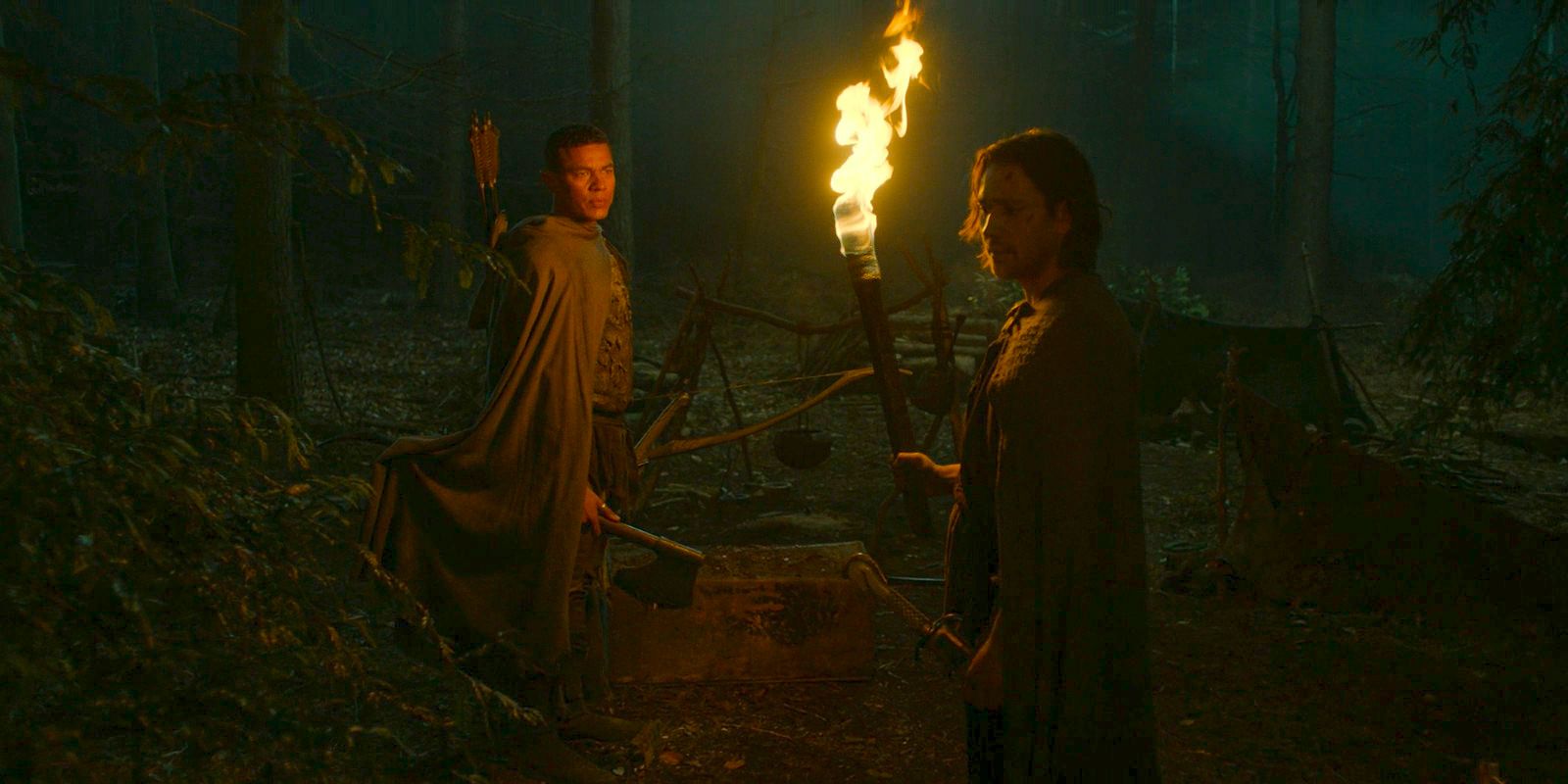 Arondir and Isildur in search of Theo in The Lord of the Rings: The Rings of Power Season 2 Episode 4