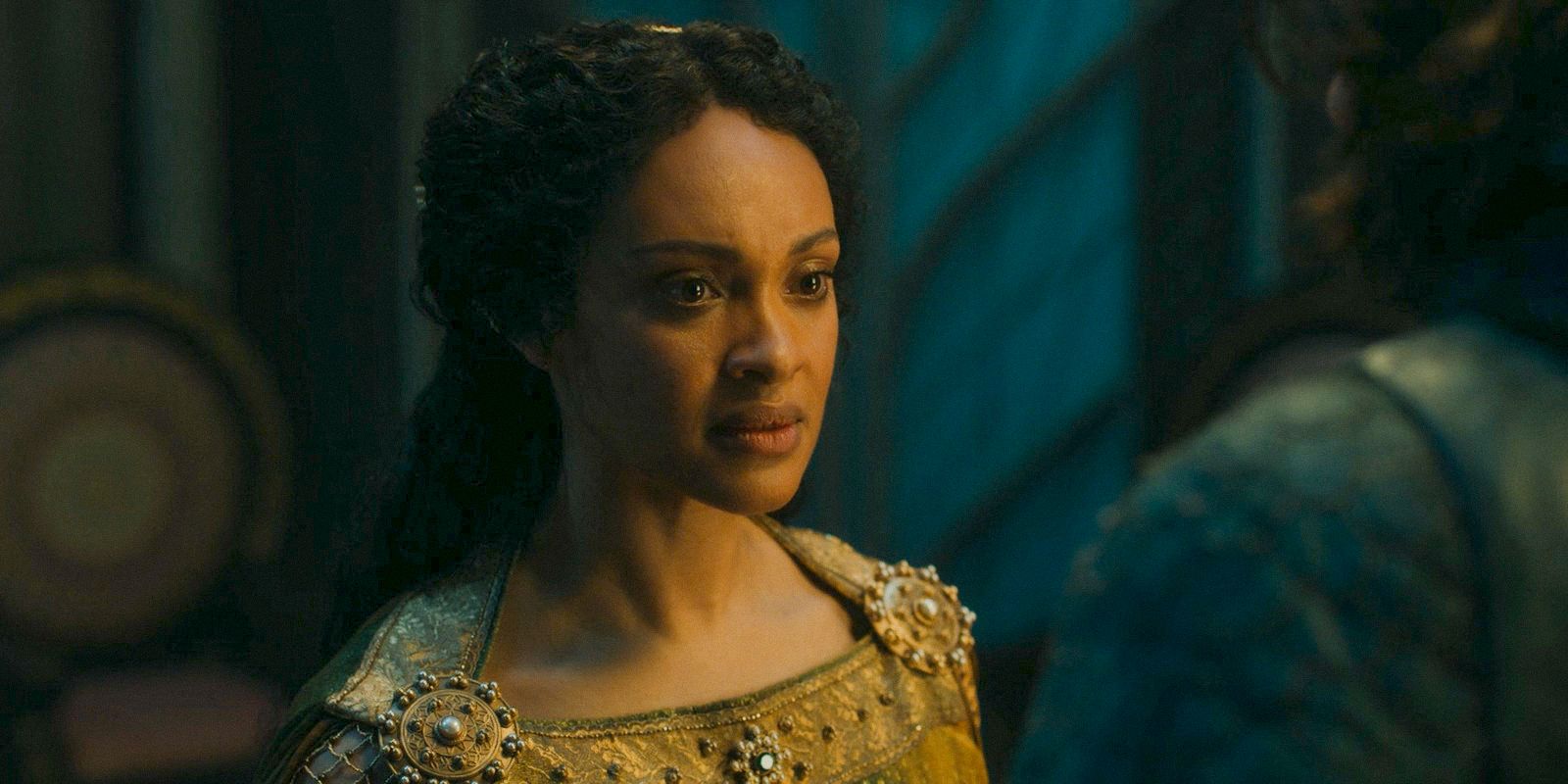 Míriel (Cynthia Addai-Robinson) concerned about the future of Númenor in The Lord of the Rings: The Rings of Power Season 2 Episode 5