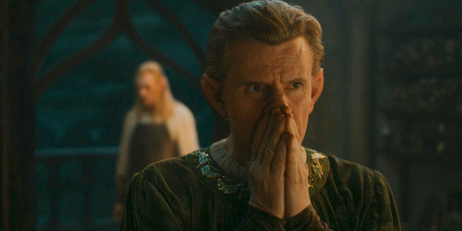 Celebrimbor (Charles Edwards) concerned about the malevolent power the rings have acquired in The Lord of the Rings: The Rings of Power Season 2 Episode 5