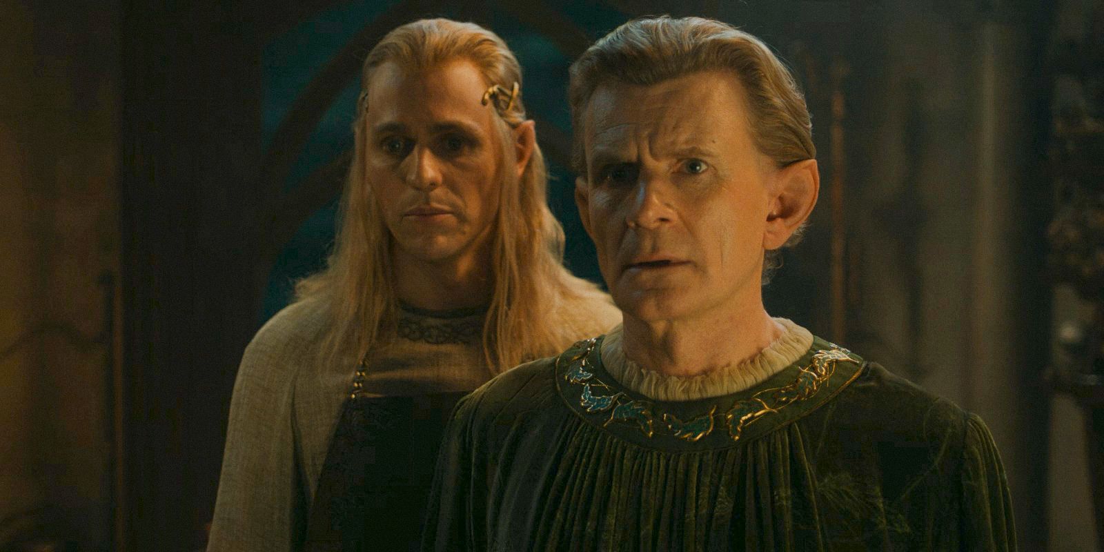 Sauron (Charlie Vickers) manipulating Celebrimbor (Charles Edwards) in The Lord of the Rings: The Rings of Power.