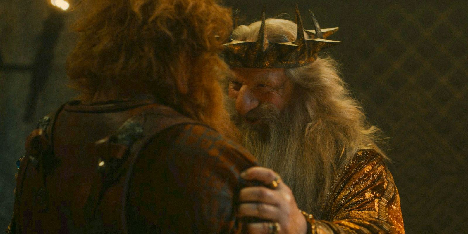 King Durin III (Peter Mullan) tells his son Durin that he is very proud of him in The Lord of the Rings: The Rings of Power Season 2 Episode 5