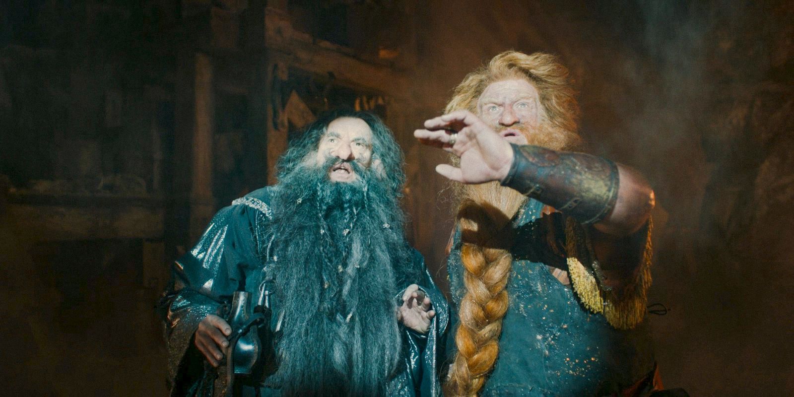 Narvi (Kevin Eldon) and Durin (Owain Arthur) surprised that the king has excavated and achieved that sunlight will enter in The Lord of the Rings: The Rings of Power Season 2 Episode 5