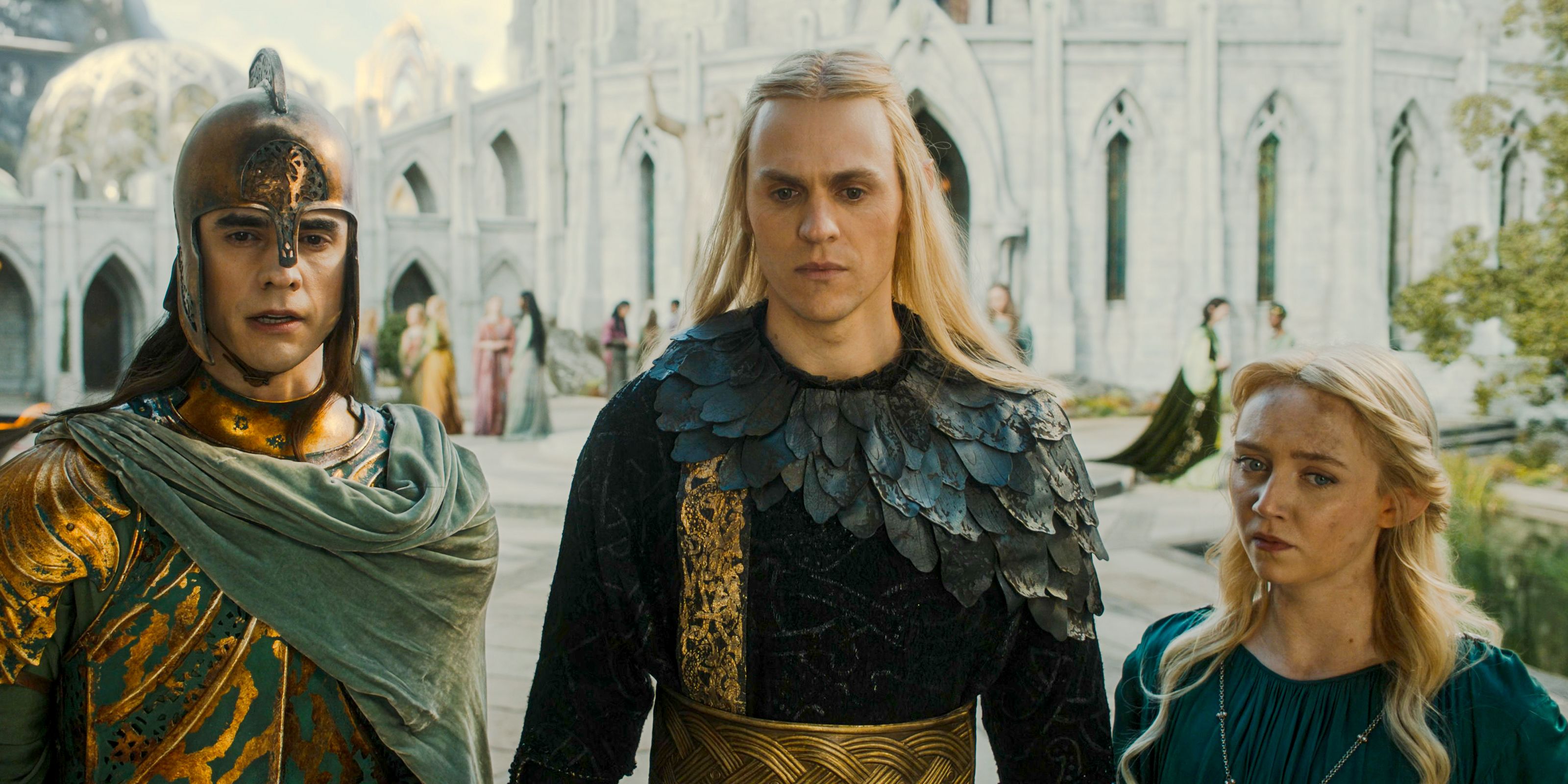 Sauron (Charlie Vickers) and Mirdania (Amelia Kenworthy) shocked upon receiving a strange message in The Lord of the Rings: The Rings of Power Season 2 Episode 6