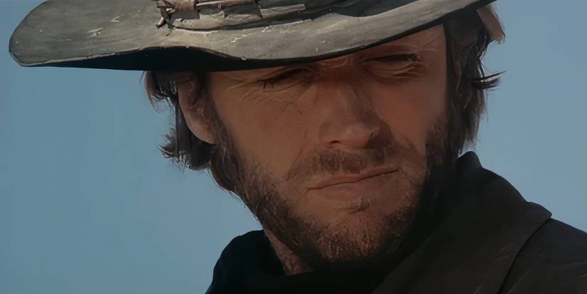 The Stranger looking down from his horse on High Plains Drifter