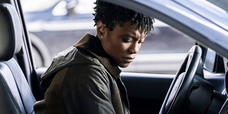 Tiffany (Katherine Renee Turner) inside of a car in FBI