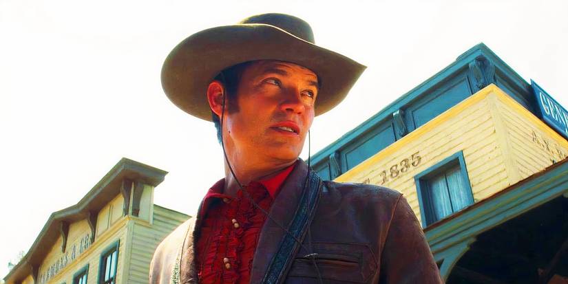 Timothy Olyphant as James Stacy looking off to the side in Once Upon a Time in Hollywood