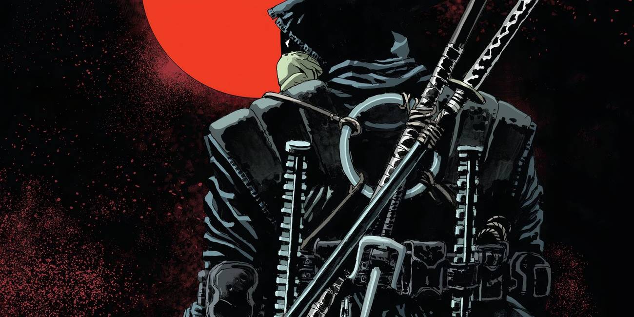 TMNT's The Last Ronin with a red moon behind him.