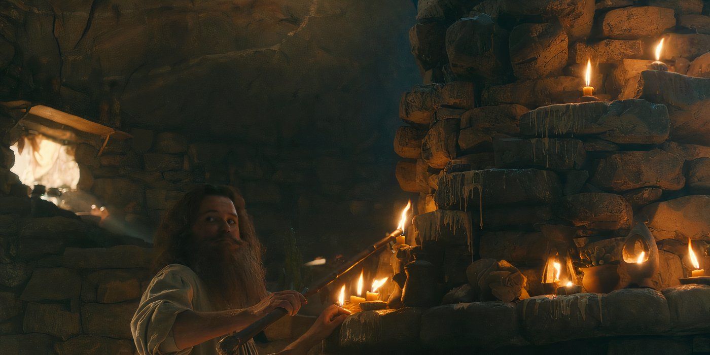 Tom Bombadil lighting candles in The Rings of Power season 2 (2024)