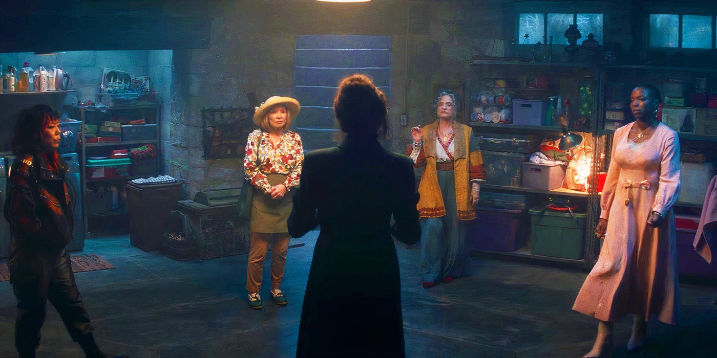 Witches gathering in Agatha Harkness' basement in Agatha All Along episode 2