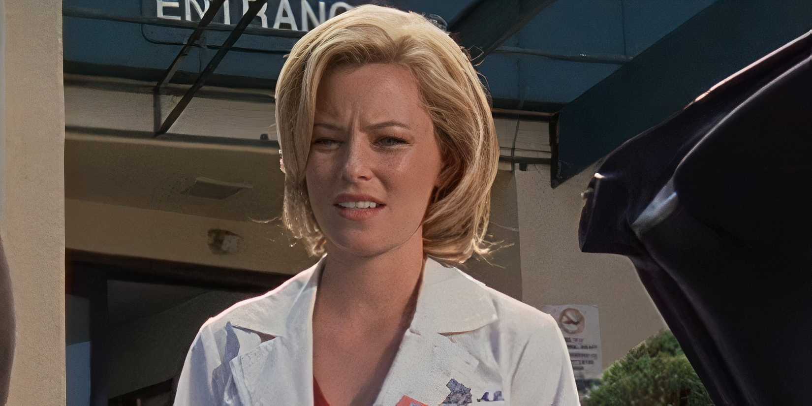 Elizabeth Banks looking confused as Kim Briggs in Scrubs