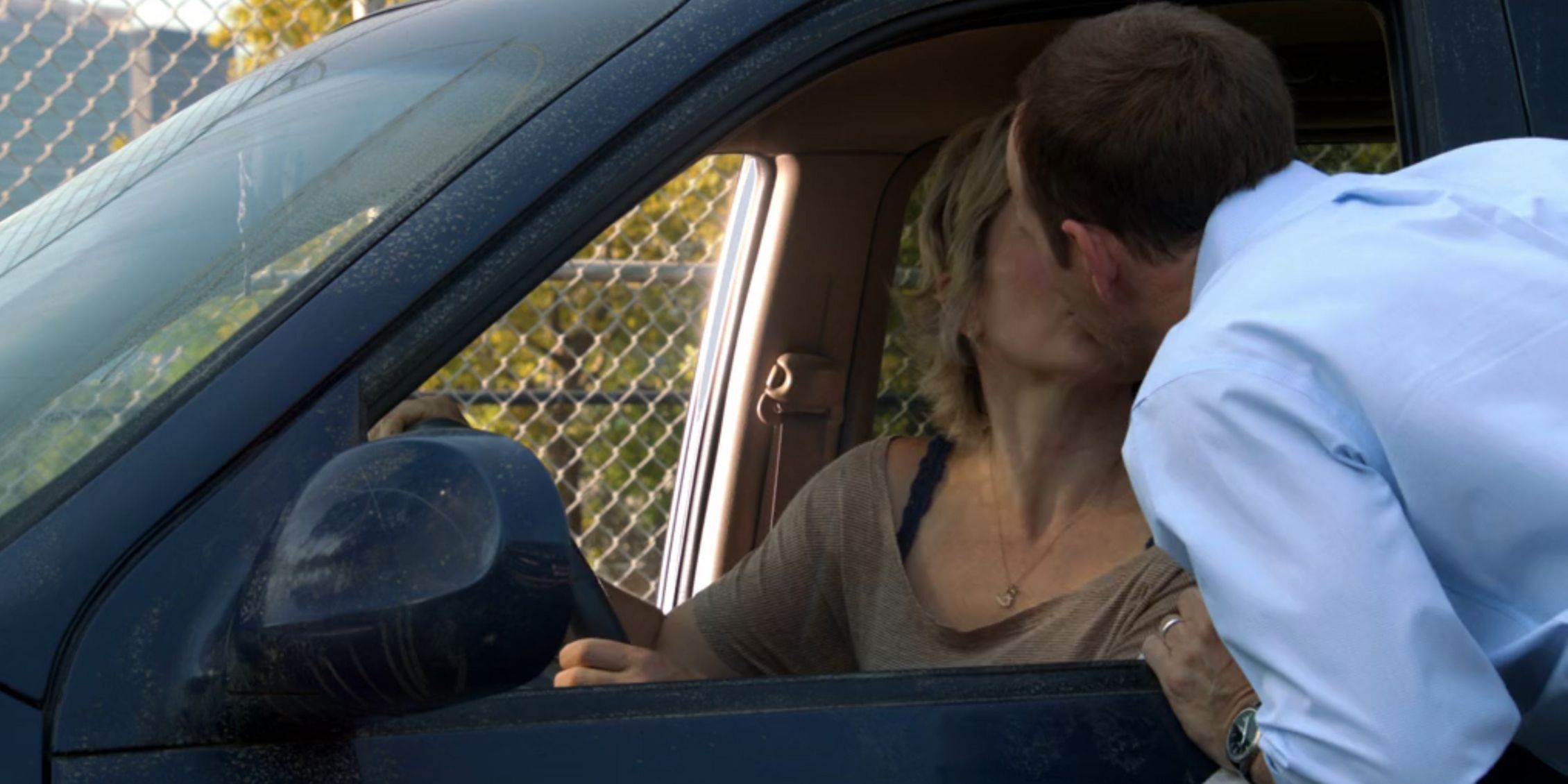 Blue Bloods Danny kisses Linda through the car window