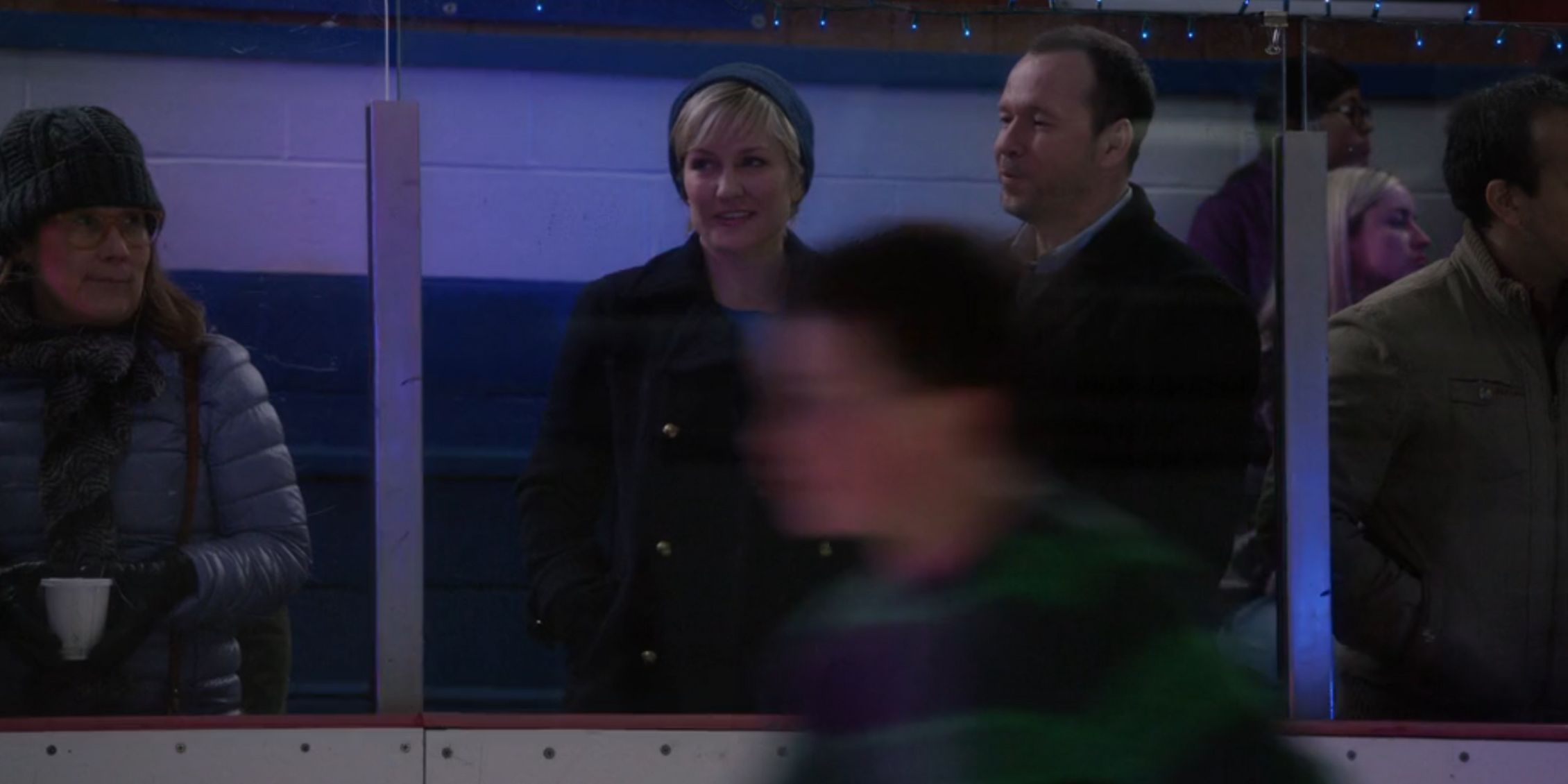 Blue Bloods long shot of Danny and Linda watching Jack skate