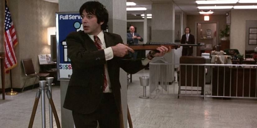 Al Pacino holding a shotgun in Dog Day Afternoon