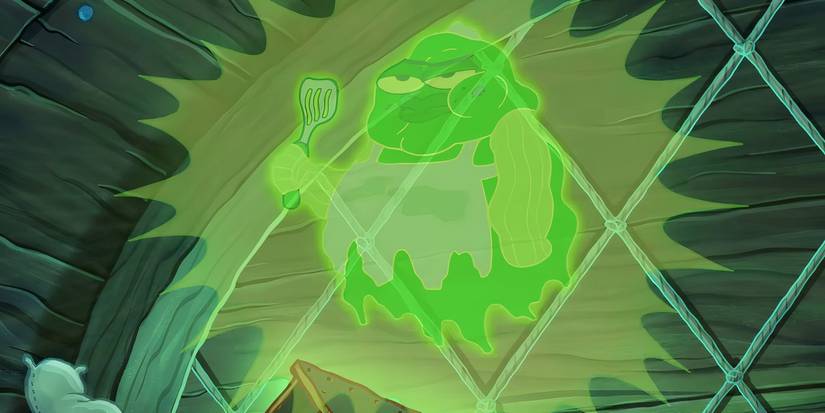 A gost arrives ina Ghost in SpongeBob Squarepants Séance Shméance