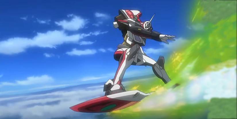 A Nirvash Type Zero  patrolling the skies from Eureka Seven