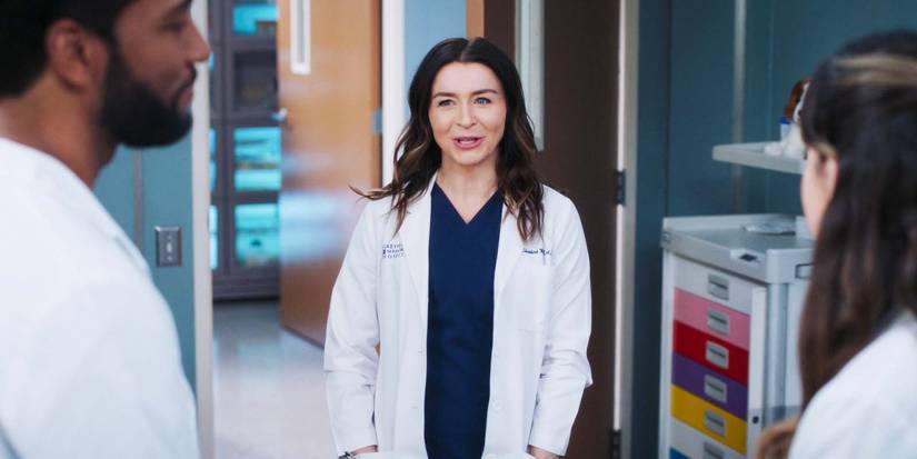 Anthony Hill como Winston Ndugu, Caterina Scorsone como Amelia Shepherd e Natalie Morales como Monica Beltran em Grey's Anatomy, temporada 21, episódio 5