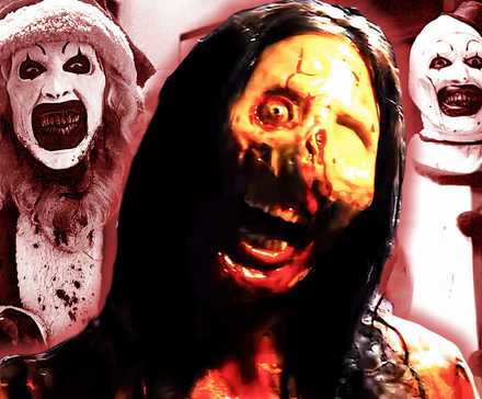 Арт, клоун в Terrifier 3 и Terrifier, стоят за Викторией из Terrifier 3