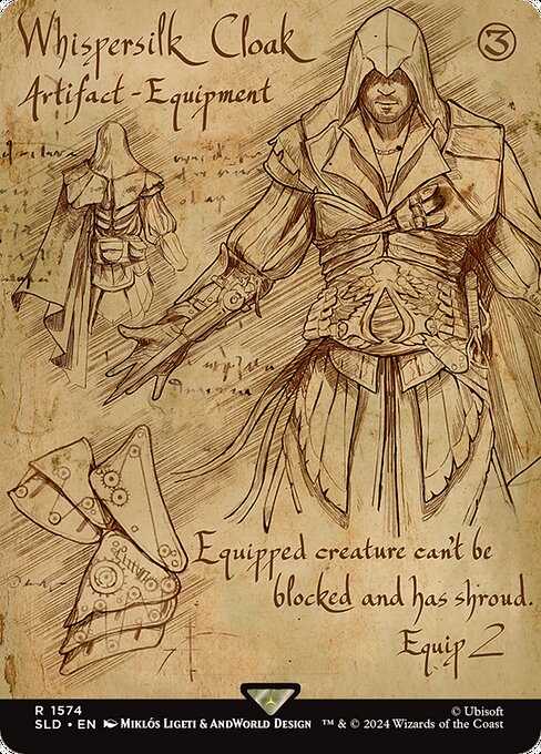 Whispersilk Cloak MTG card Aassassins Creed Version.