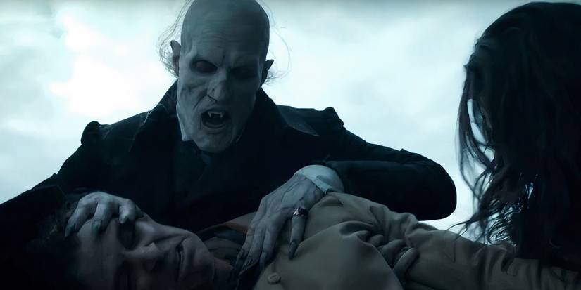 A vampire attacking a man in Chapelwaite