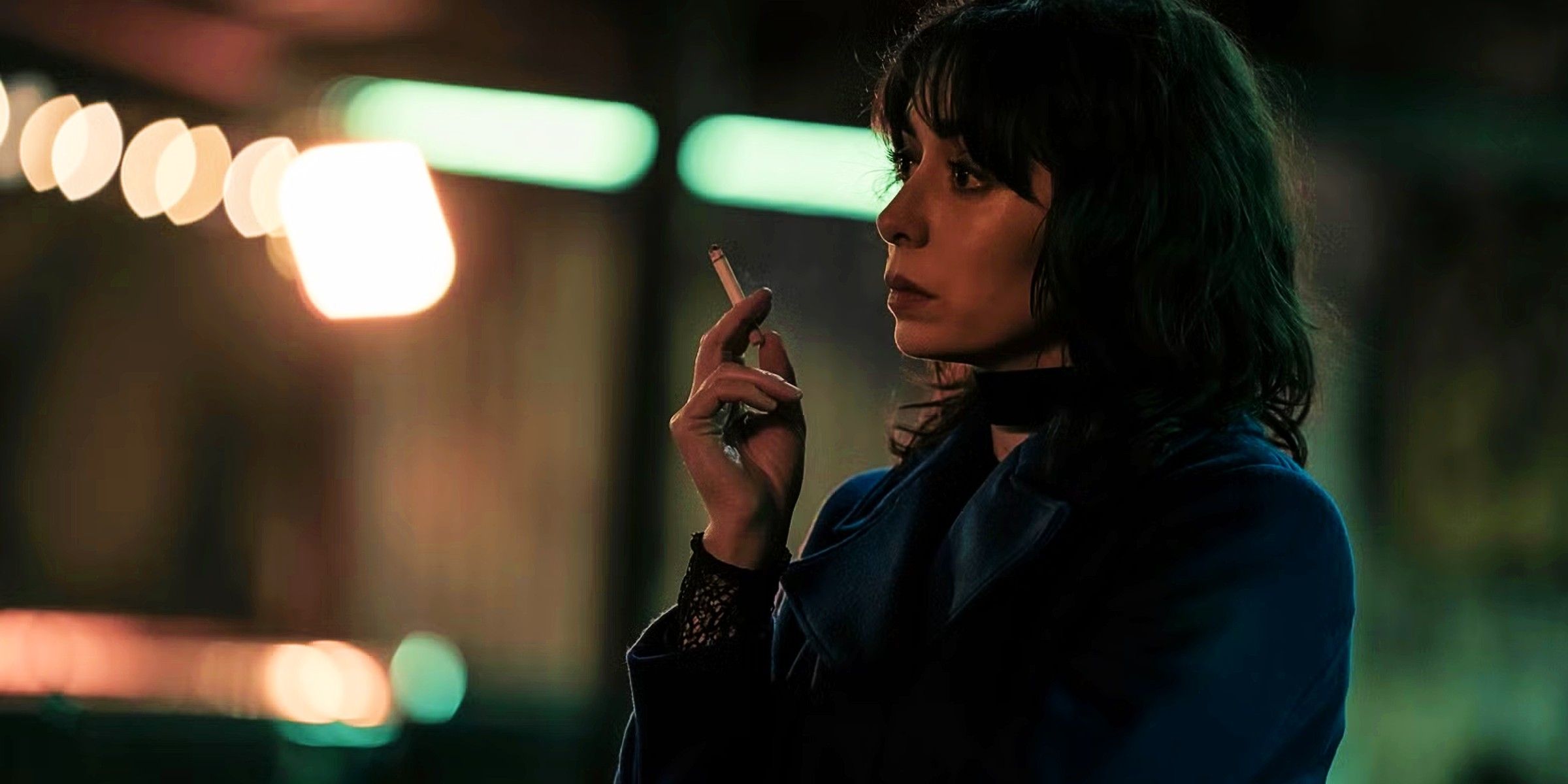 Cristin Milioti as Sofia Falcone in The Penguin episode 3 smoking