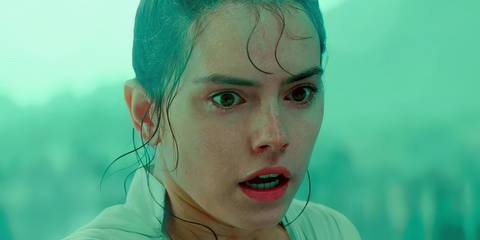 Daisy Ridley as Rey looking shocked in Star Wars Episode IX The Rise of Skywalker