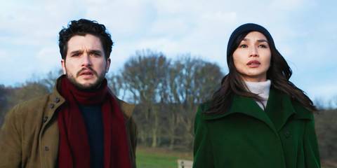 Dane Whitman and Sersi looking at Arishem in Eternals