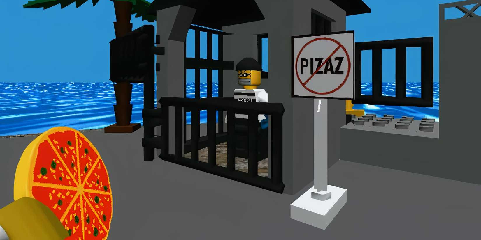 Giving Pizza to Prisoner in Lego Island