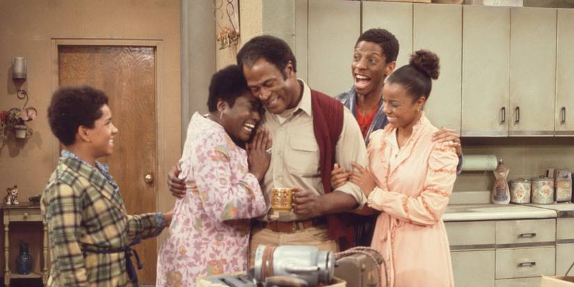 The family hugging each other on Good Times