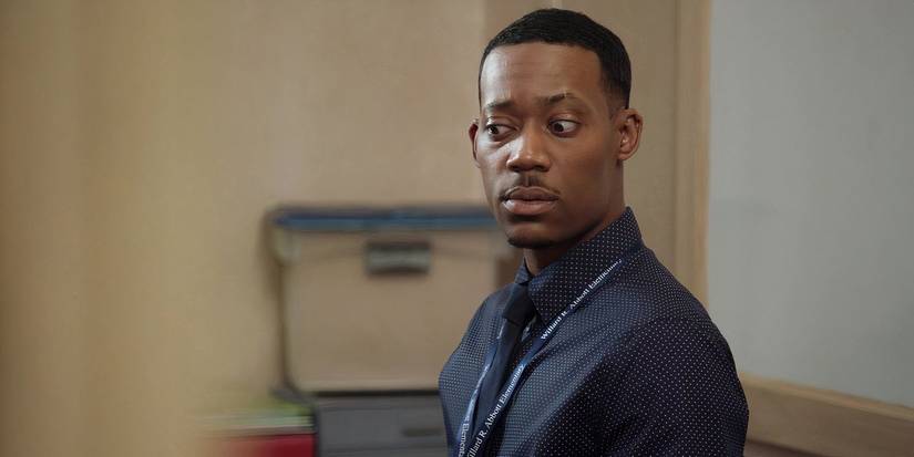 Gregory Eddie (Tyler James Williams) At His Desk In Abbott Elementary Season 1, Episode 3, "Wishlist"