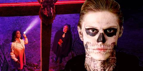 Grotesquerie poster and Evan Peters in American Horror Story