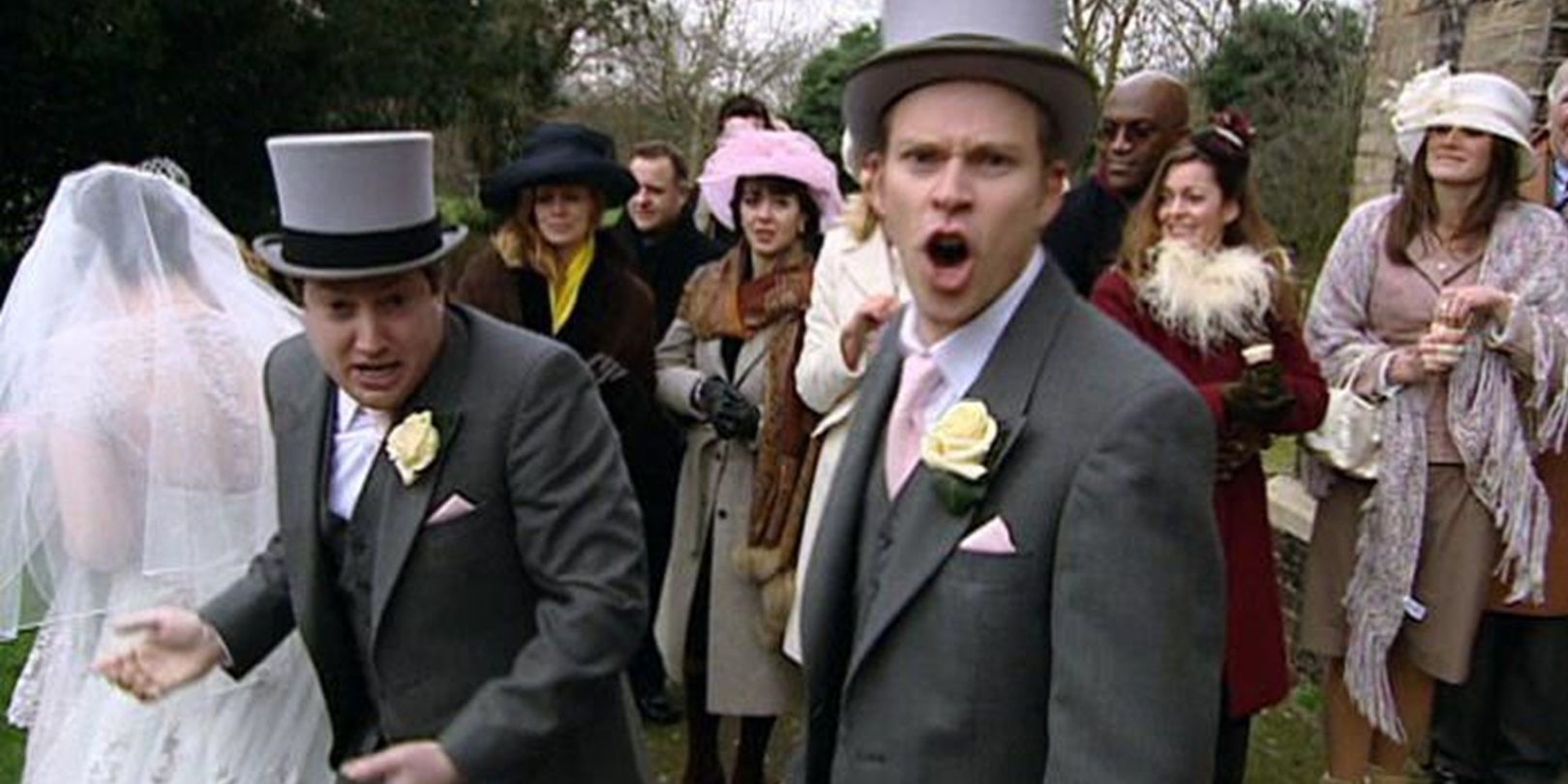 Jeremy yelling at Mark's wedding in Peep Show