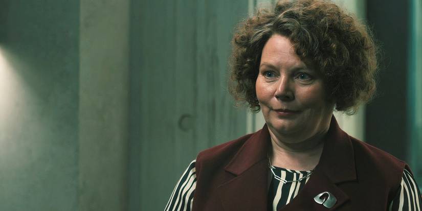 Joanna Scanlan as Moira Tregorian looks serious in the Slow Horses season 4 finale