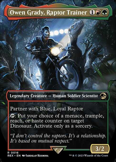 Owen Grady, Raptor Trainer MTG card.