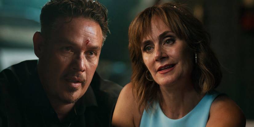 Kevin Alejandro as Manny Perez and Diane Farr as Sharon Leone in Fire Country season 3 episode 1