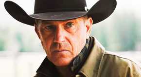 Kevin Costner as John Dutton looking intensely at something in Yellowstone