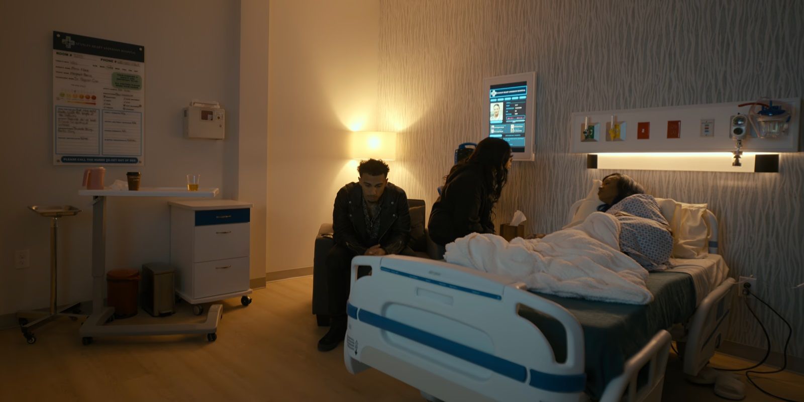 Kimmie and Angel visit Rain in hospital in Beauty in Black