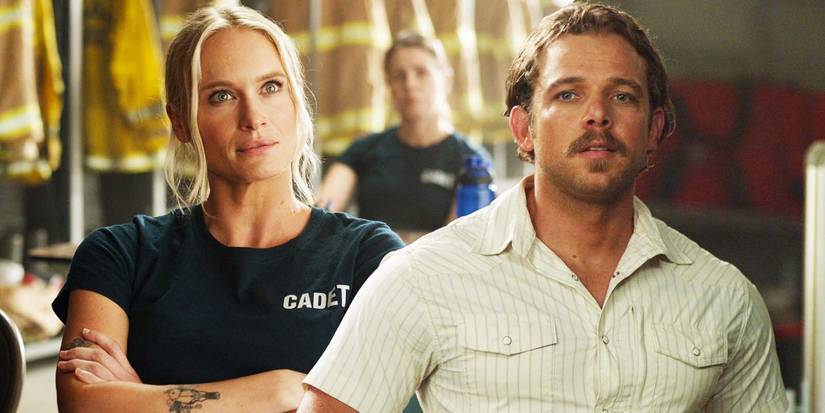 Leven Rambin as Audrey James and Max Thieriot as Bode Leone in Fire Country season 3 episode 2-1